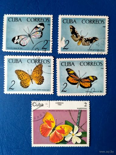 Куба. Бабочки. 4 марки из серии. 1965 и 1 марка из серии 1984 (4)