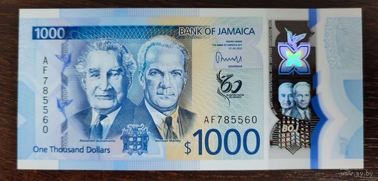 Ямайка 1000 долларов 2022 год UNC P-99a полимер "60 лет Независимости"