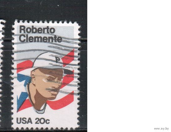 США-1984, (Мих.1706) , гаш.,  Спорт, Бейсбол, Флаг (одиночка),(2)