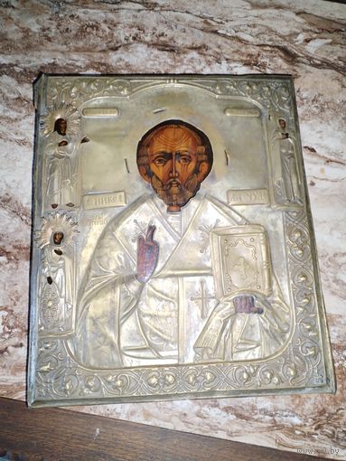 Икона, Николай чудотворец 19 в. Крепкая доска, хороший сохрн.