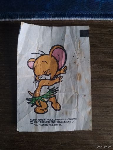 Вкладыш от жевательной резинки из 90-ых, Tom and Jerry, Том и Джерри, тату, ГДР 1990
