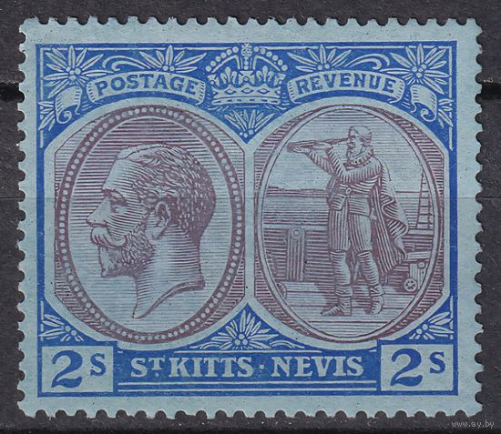 182.BrK. Великобритания. Колонии. Сент Китс и Невис. Георг V. 1921 г.  2Sh. Mi.#49