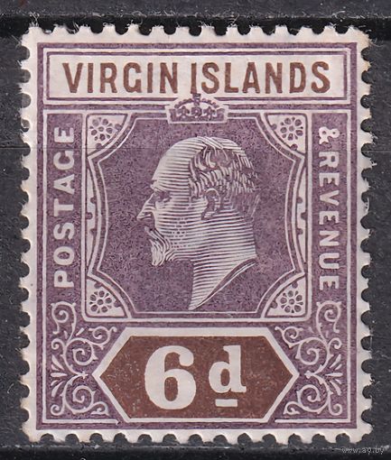 162.BrK. Великобритания. Колонии. Виргинские острова. Эдуард VII. Стандарт. 6P. 1904 г. Mi.#31.