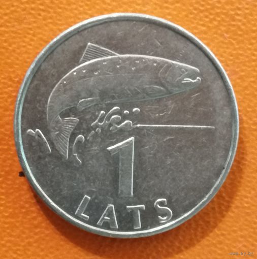 Латвия 2 Республика, 1 лат 2008 г., "ЛОСОСЬ",  KM# 12