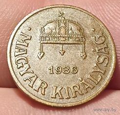 ВЕНГЕРСКОЕ  КОРОЛЕВСТВО  /РЕГЕНТСТВО/. 1 ФИЛЛЕР 1936.