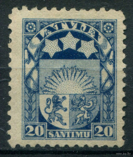 Латвия - 1923/25г. - герб, 20 S - 1 марка - чистая, без клея. Без МЦ!