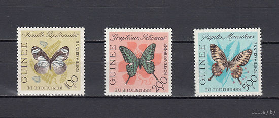 Фауна. Бабочки. Гвинея. 1963. 3 марки. Michel N 197-199 (18,8 е)