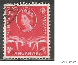 Кения Уганда и Танганьика. Королева Елизавета II. Газели. 1960г. Mi#113.