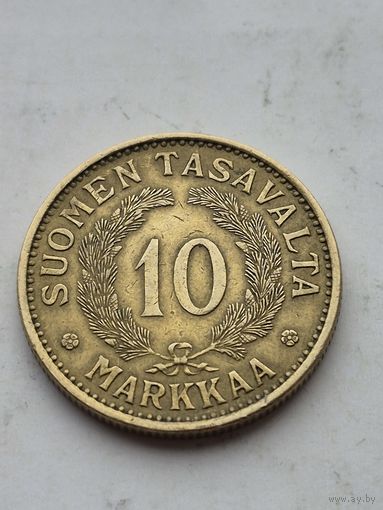 10 марок Финляндия 1930 года. Монета не чищена. 45193