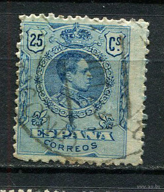 Испания (Королевство) - 1909/1921 - Король Испании Альфонсо XIII - 25C - [Mi.236Aa] - 1 марка. Гашеная.  (Лот 29Fv)-T25P32