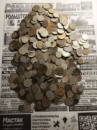 Сборный лот монет СССР. Около 1,1 кг. С рубля.