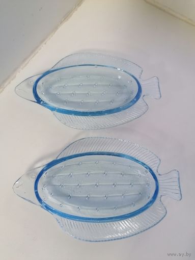 Шпротницы, селедочницы рыбки, стекло, клеймо Неман БССР