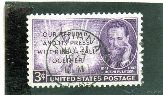 США. Mi:US 554. Джозеф Пулитцер (1847-1911), журналист и статуя свободы. 1947.