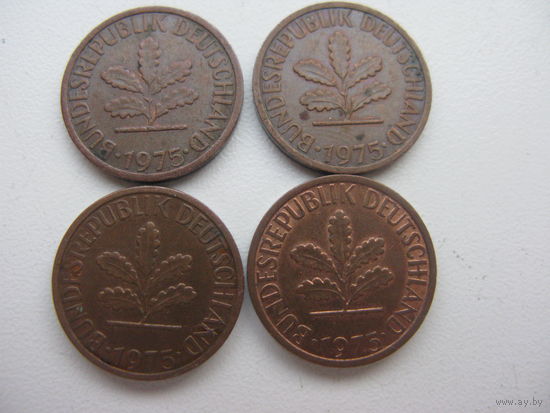 ФРГ 1 пфенниг 1975 D . F . G . J .