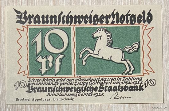 Нотгельд , 10 пфеннигов, Бад-Гарцбург 1921 год Веймарская республика
