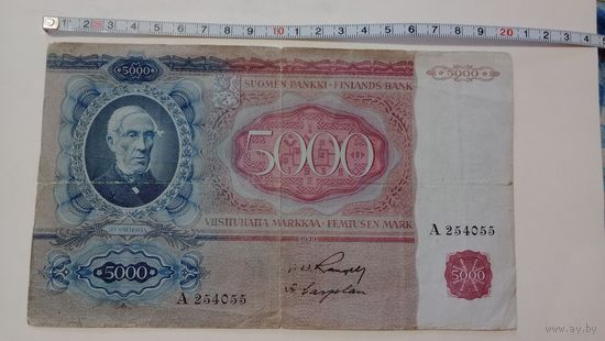Финляндия 5000 марок 1939 редкие