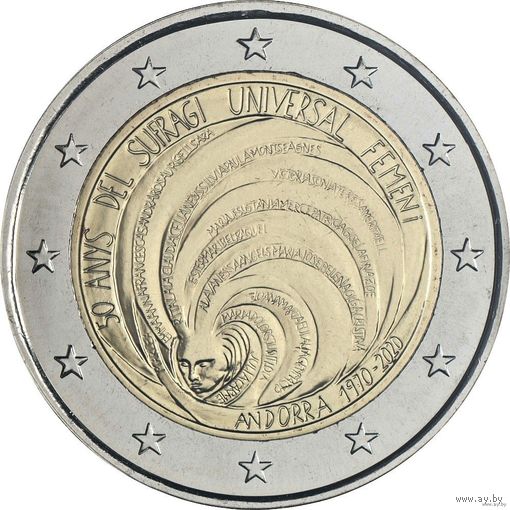 2 евро 2020 Андорра 50 лет всеобщему женскому избирательному праву BU