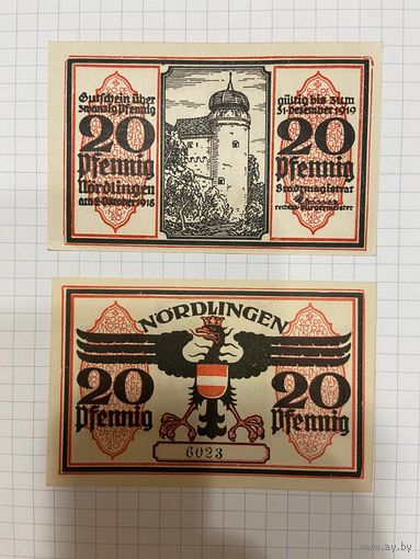 Нотгельд 20 пфеннигов. Германия. Веймарская республика Нордлинген-0201-3