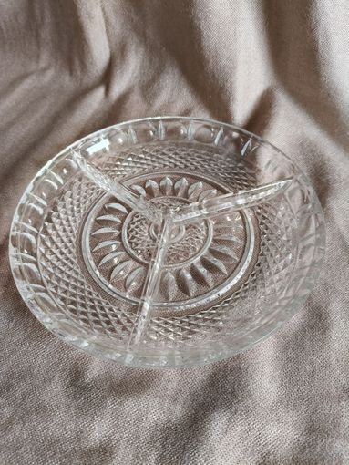 Хрустальная менажница 3 отделения, "мерседес"