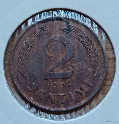 Латвия 2 сантимов 1939год