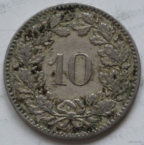Швейцария 10 раппенов 1881 год