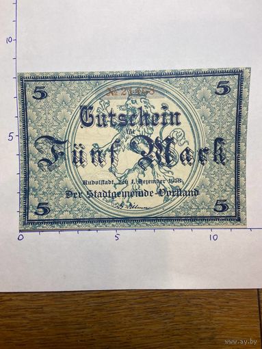Германия нотгельд 5 марок 1918 г.- Портланд - 2001