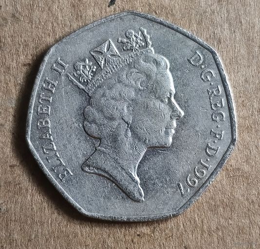 Великовритания 50 пенсов 1997 г.,KM# 940.2, вес = 8 грамм