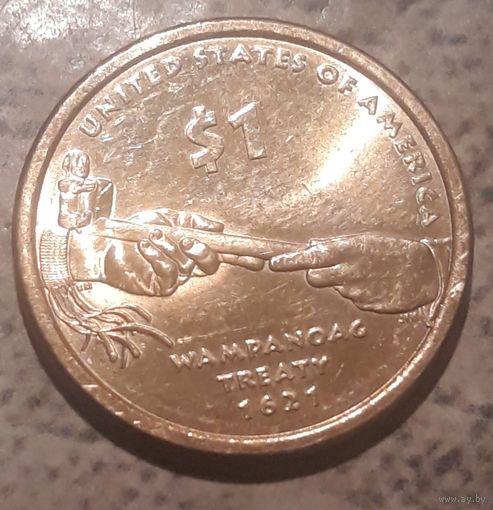 1 доллар США 2011 Договор с Вампаноагами серия "Коренные американцы"