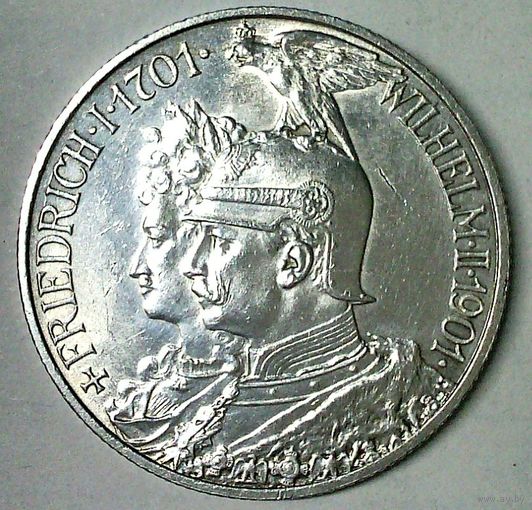 ГЕРМАНИЯ ПРУССИЯ 2 марки 1901 год "200 лет Династии" (серебро)