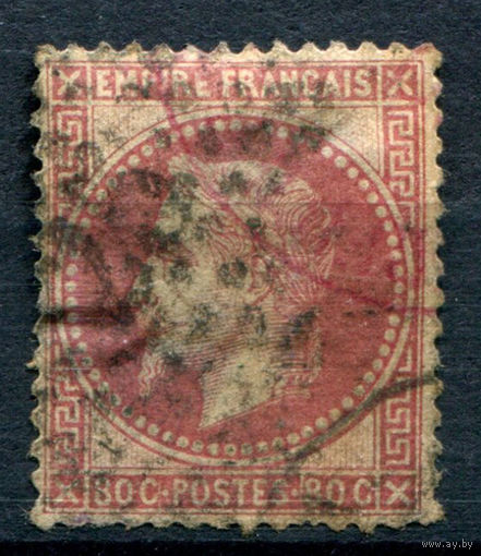 Франция (Империя) - 1862/70г. - император Наполеон III, 80 с - 1 марка - гашёная, есть небольшое утончение [Mi 31]. #1-Fr-3-A-1