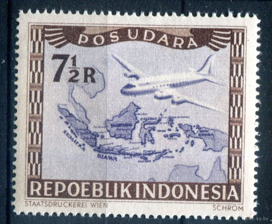 Индонезия - 1947/48г. - локальные марки, местные мотивы, авиация, авиапочта, 7 1/2 R - 1 марка - MNH [Mi 37]. #4-W2-113-A-2