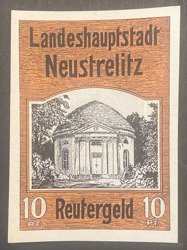 Нотгельд 10 пфеннигов 1921 год. Нойштрелиц. Веймарская республика