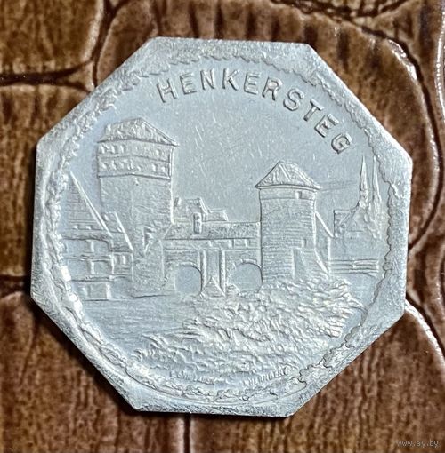 Германия Нюрнберг нотгельд 20 пфеннигов 1919 год. Мост Хенкерштег. трамвайный жетон