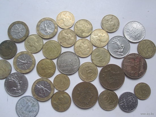 Монеты Франции 31шт. без повтора.