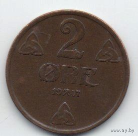КОРОЛЕВСТВО НОРВЕГИЯ. 2 ЭРЕ 1937 г.