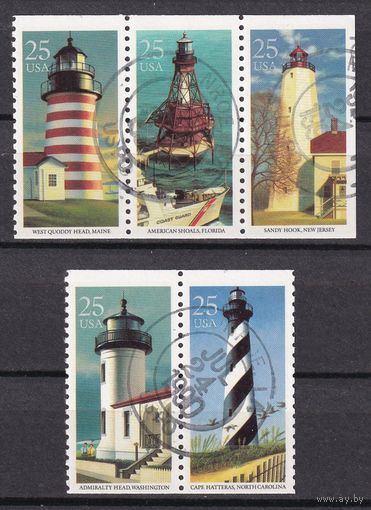 20.Us. США. Маяки. 1990 г. Серия. Mi.##2085-89.