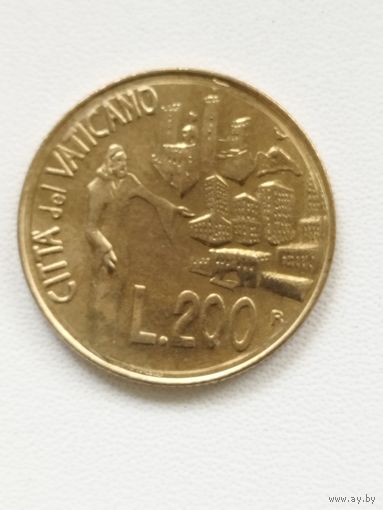 Ватикан 200 лир 1991 год
