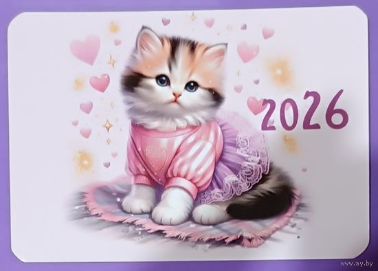 Кошечка. Календарик, глянец, 2026. ТРАСКО, Беларусь