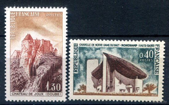Франция - 1965г. - горы, архитектура, туризм - 2 марки - полная серия, MH [Mi 1498-1499]. #2-Fr-59-A-1