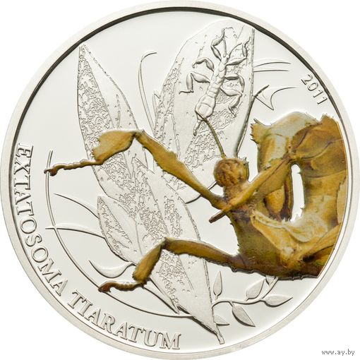 Палау 2 доллара 2011г. "Мир насекомых. Листотел". Монета в капсуле; подарочном футляре; номерной сертификат; коробка. СЕРЕБРО 15,55гр.