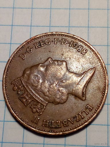 2 пенса Великобритания 1988 год.