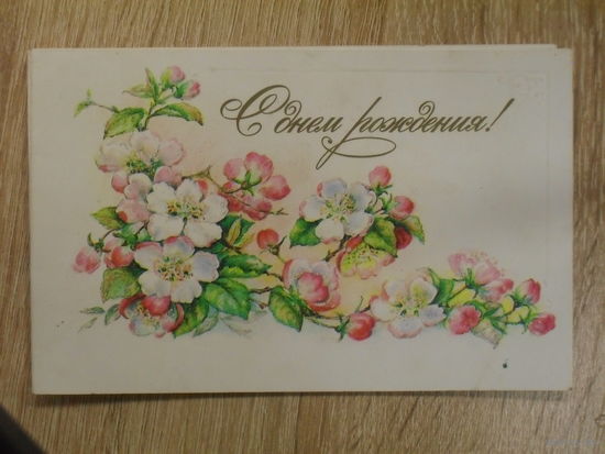 ДВОЙНАЯ ПОДПИСАННАЯ ОТКРЫТКА СССР. "С ДНЕМ РОЖДЕНИЯ". ХУД. П. БОДРИХИНА. 1988 год.