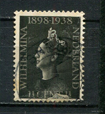 Нидерланды - 1938 - Королева Вильгельмина 1 1/2С - [Mi.318] - 1 марка. Гашеная.  (Лот 38Fv)-T25P32