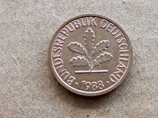 ФРГ 1 пфенниг, 1988"J" (К-U-)