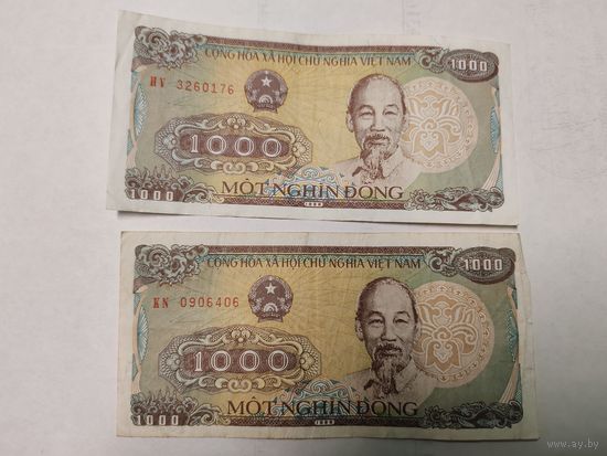 Вьетнам 2 банкноты по 1000 донг 1988 года