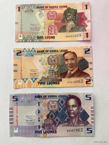 Сьерра-Леоне набор из 4 бон 2022 года (1-2-5-10-20 леонов). Состояние UNC