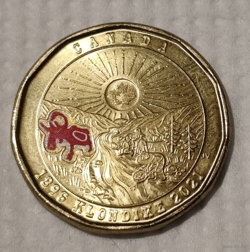 Канада 1 доллар, 2021 (125 лет клондайкской золотой лихорадке, Цветное покрытие) (1-10-136)