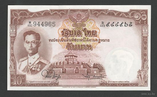 Таиланд 10 бат 1955 года. Тип Р-76d. Состояние UNC!