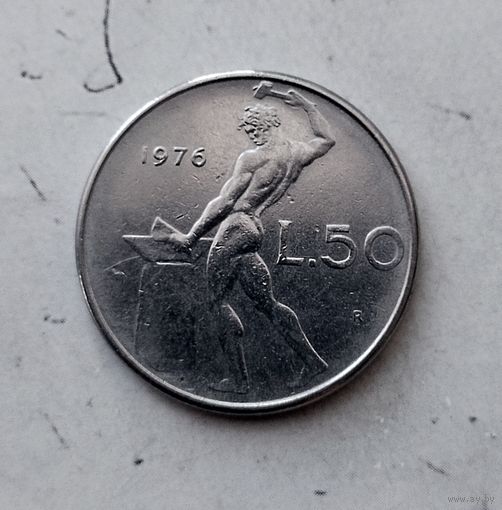 50 лир 1976 года Италия. Итальянская Республика. Единственная на аукционе!