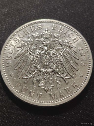 Германская империя. Гамбург. 5 марок 1913г.